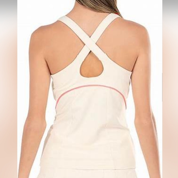 K-SWISS  Women's Cross Court Tennis Tank cream/ pink sz Large NEW - Picture 2 of 7